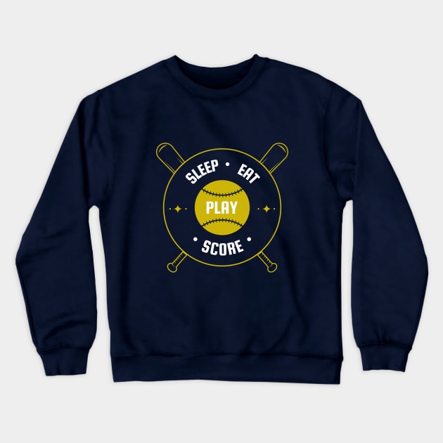 Sleep Eat Play Score Baseball Crewneck Sweatshirt by timothytimmy